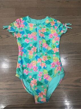Cat & Jack Girls Floral One-Piece Swimsuit Size L (10/12)
